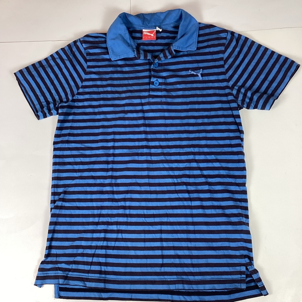 Puma Sport Lifestyle Mens Polo Size S Top Comfort Stretch Short Sleeve Striped